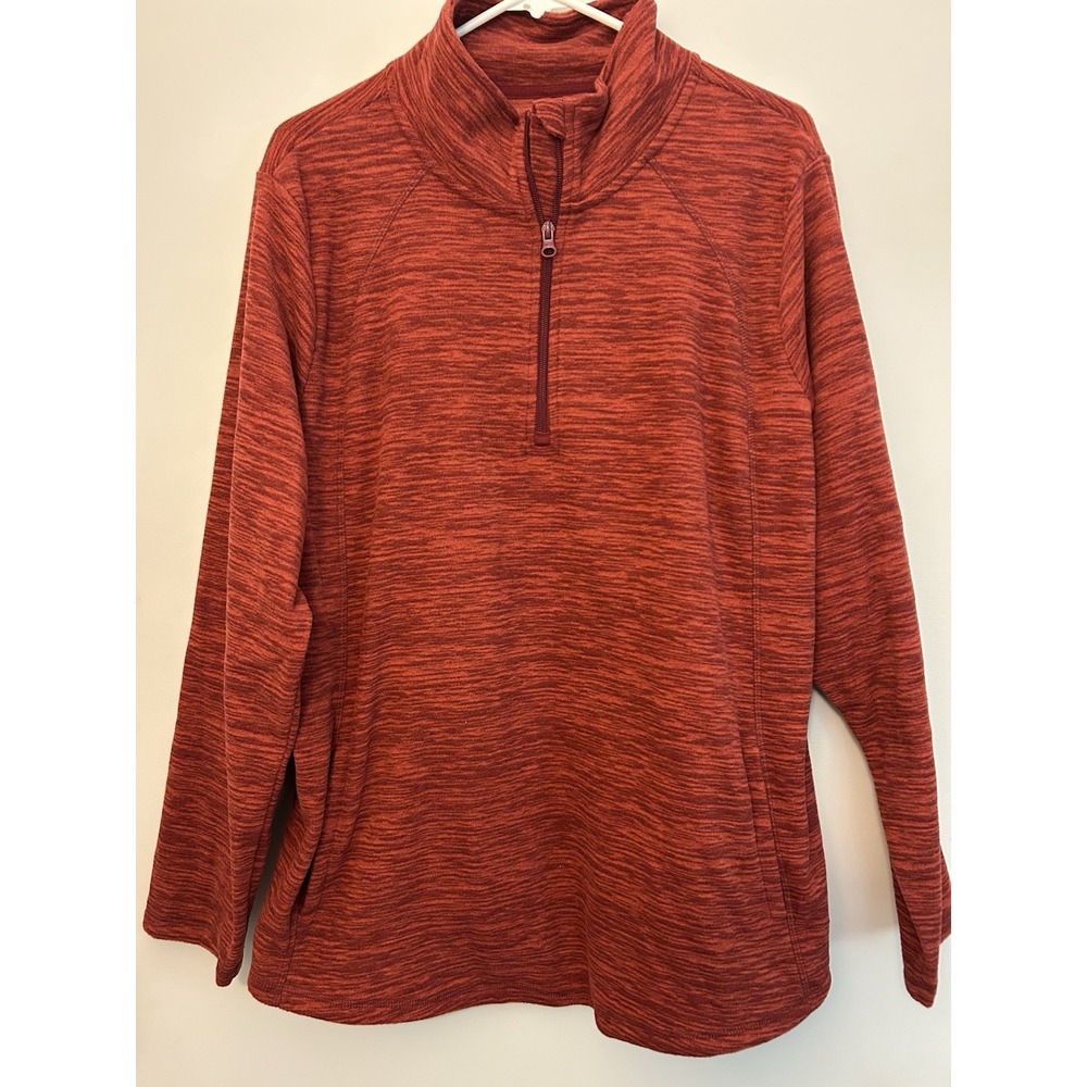 St. John's Bay Red Heather Classic Quarter Zip Sweatshirt Sweater Mens XXL